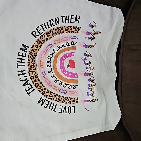 Teacher Life Love Them Teach Them Return Them White Canvas Shopping Bag - Picture 2 of 3